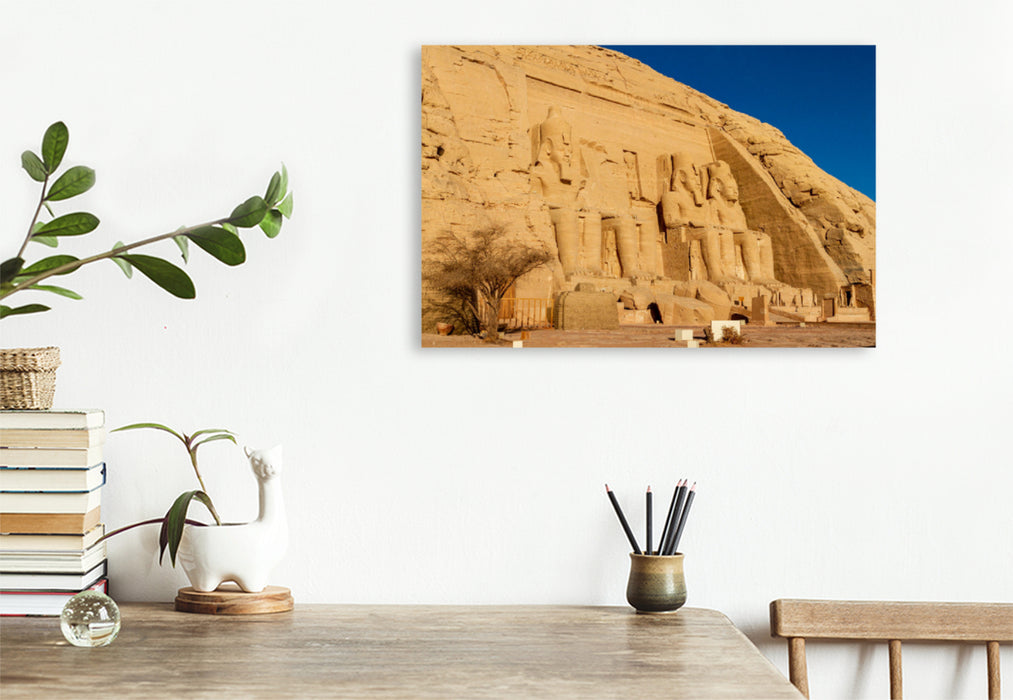 Premium textile canvas Premium textile canvas 120 cm x 80 cm landscape Temple of Abu Simbel 