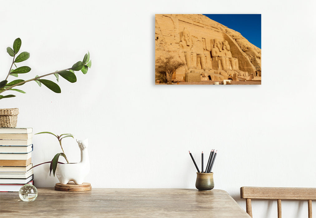 Premium textile canvas Premium textile canvas 120 cm x 80 cm landscape Temple of Abu Simbel 