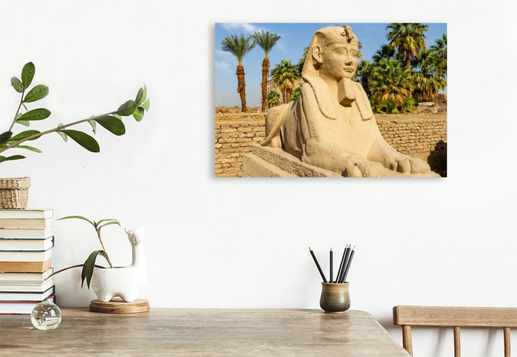 Premium textile canvas Premium textile canvas 120 cm x 80 cm landscape Sphinx from Luxor 