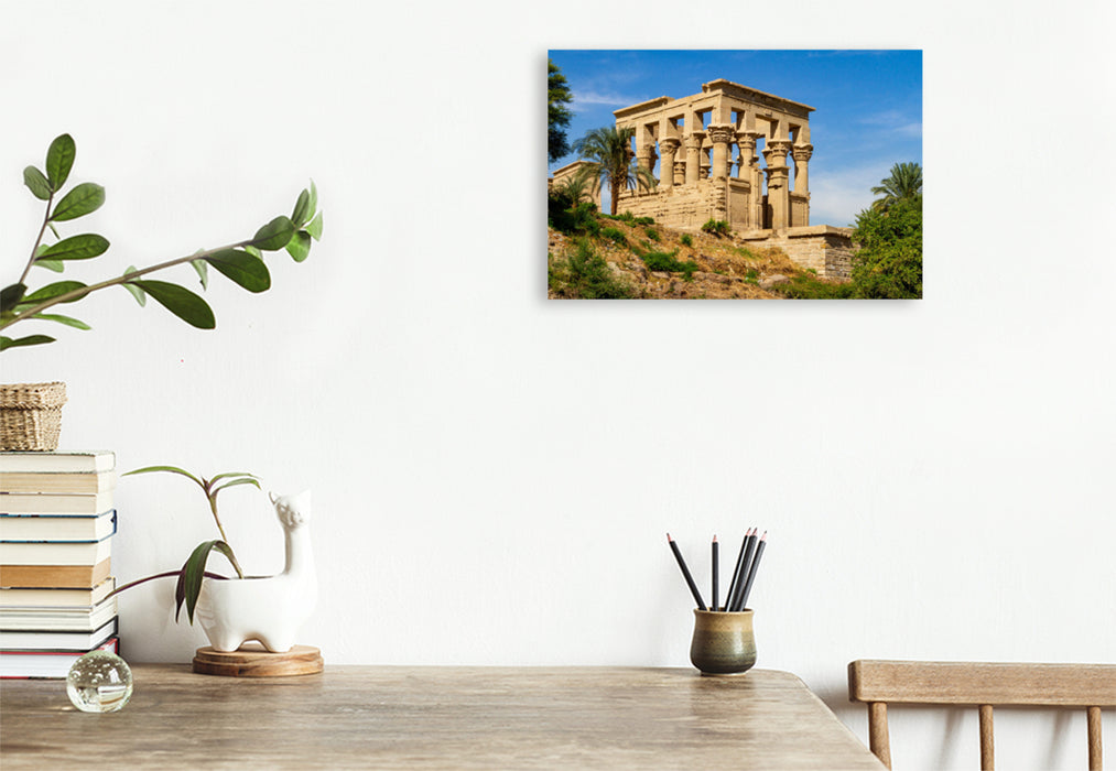 Premium textile canvas Premium textile canvas 120 cm x 80 cm landscape Temple of Philae 