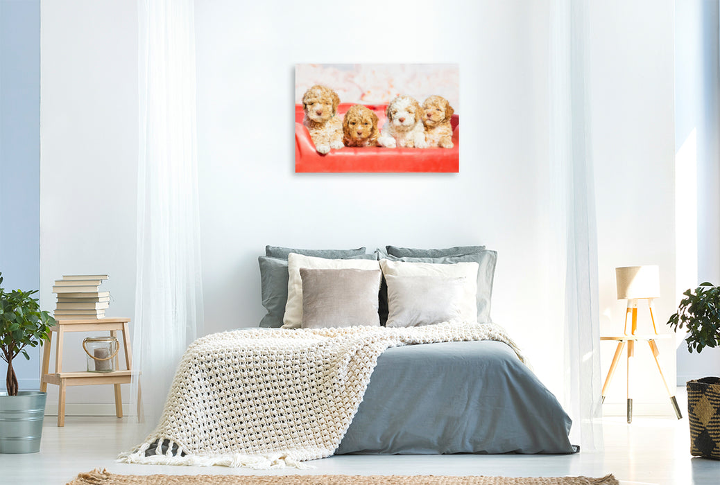 Premium textile canvas Premium textile canvas 120 cm x 80 cm landscape 7 week old puppies 