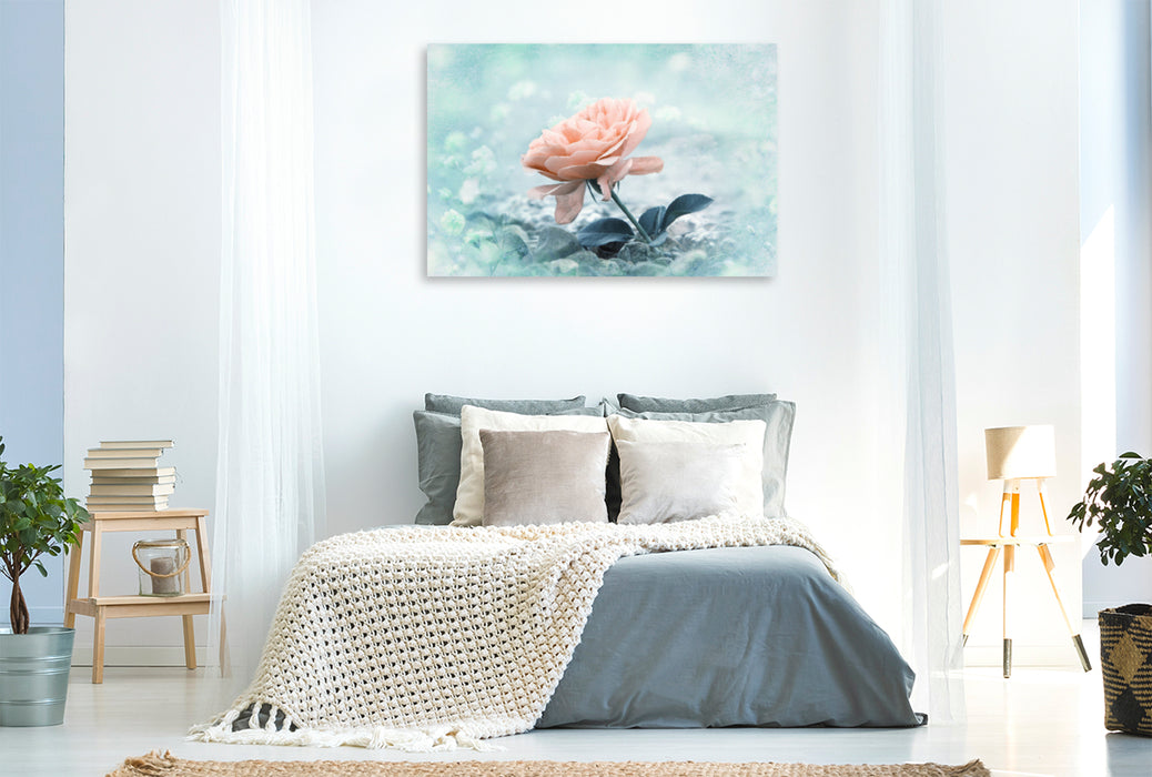 Premium textile canvas Premium textile canvas 120 cm x 80 cm landscape Rose on the beach 