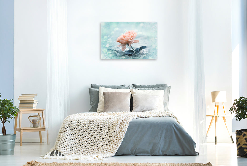 Premium textile canvas Premium textile canvas 120 cm x 80 cm landscape Rose on the beach 