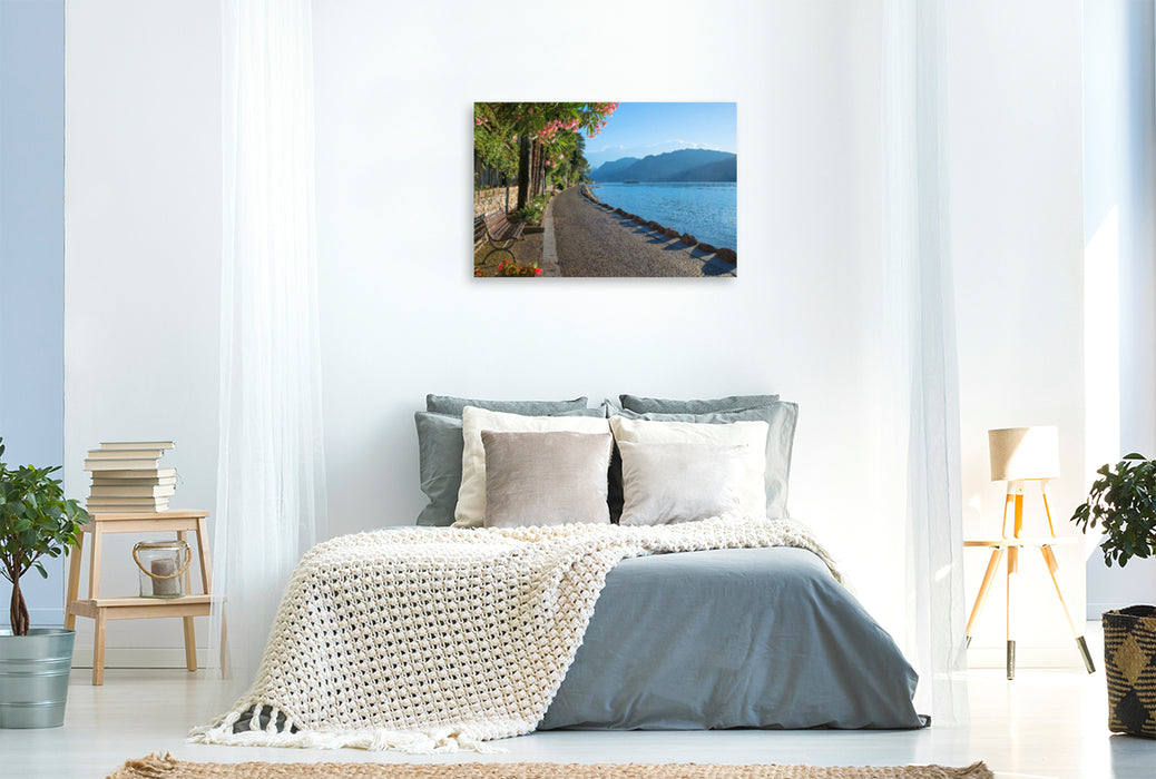 Premium textile canvas Premium textile canvas 120 cm x 80 cm across Malcesine waterfront 