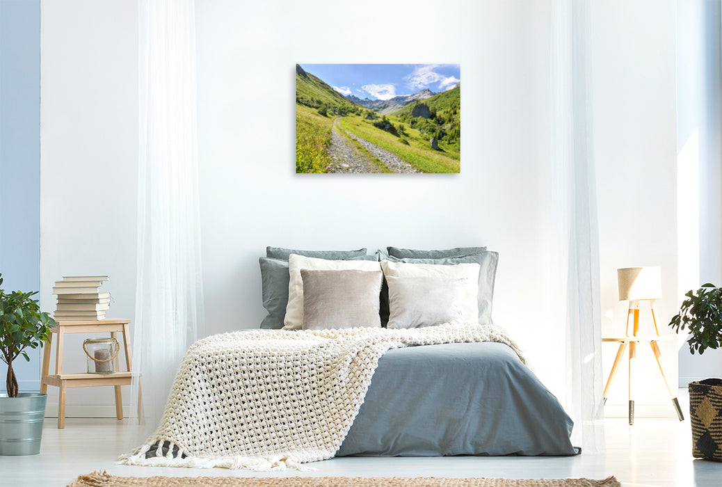 Premium textile canvas Premium textile canvas 120 cm x 80 cm landscape Gafiertal Graubünden 