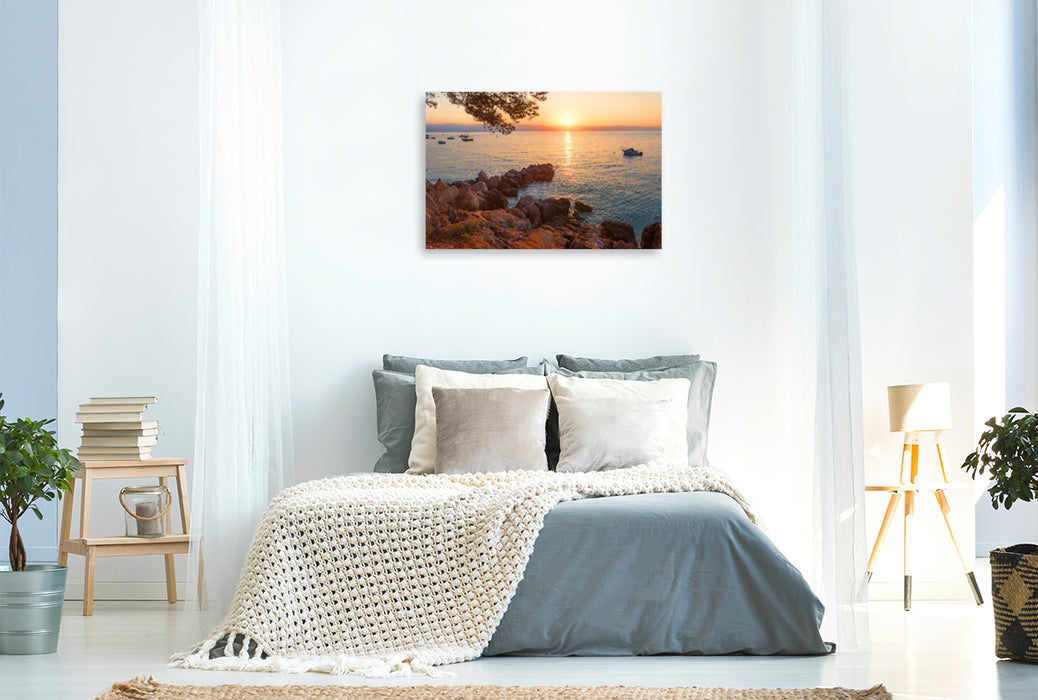 Premium textile canvas Premium textile canvas 120 cm x 80 cm landscape rocky beach Moscenicka Draga 