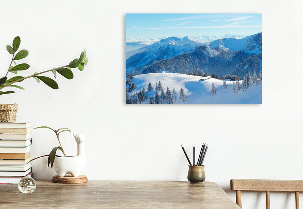 Premium textile canvas Premium textile canvas 120 cm x 80 cm landscape Winter rest on Wallberg, Germany 