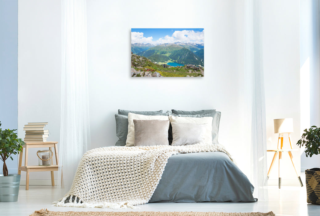Premium textile canvas Premium textile canvas 120 cm x 80 cm across Höhenweg Parsenn Davos 
