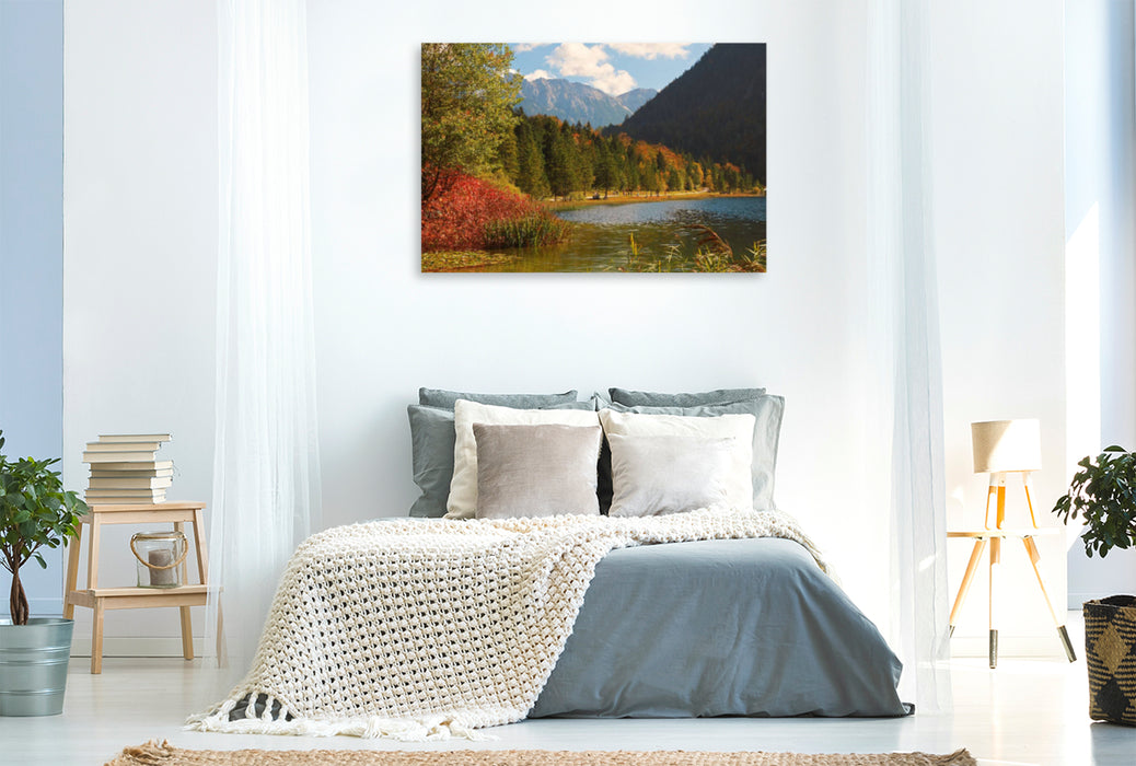 Premium textile canvas Premium textile canvas 120 cm x 80 cm across Ferchensee Mittenwald 