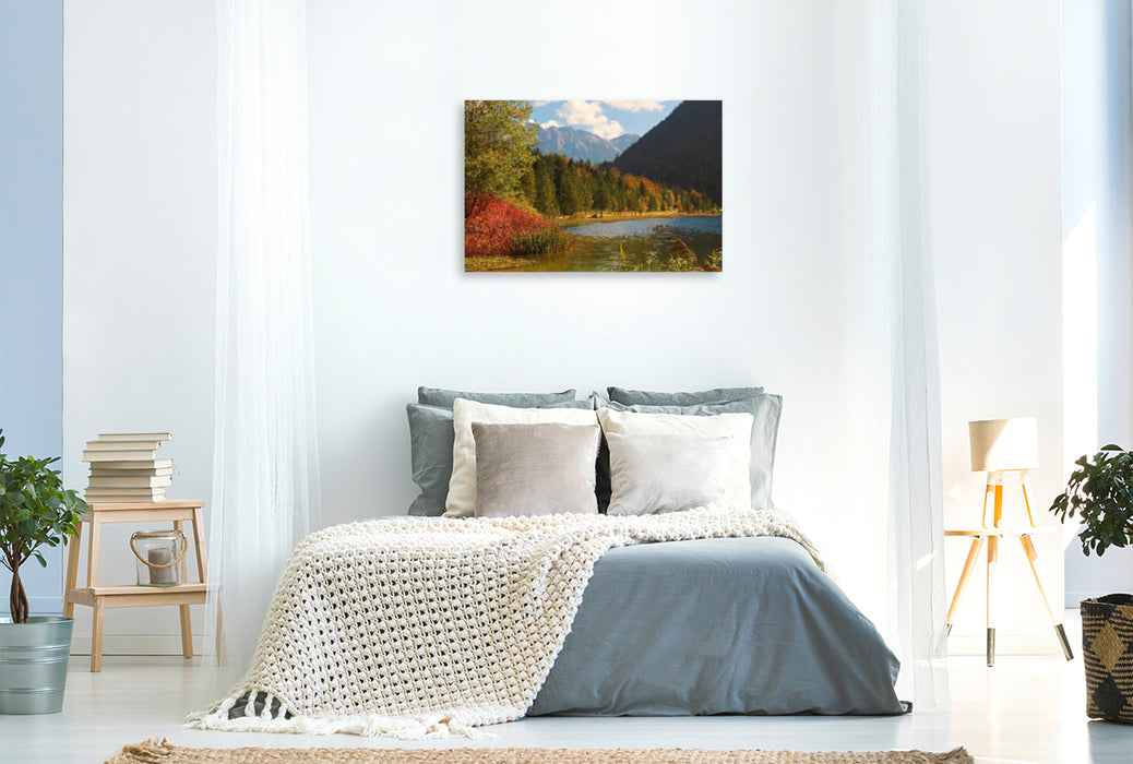 Premium textile canvas Premium textile canvas 120 cm x 80 cm across Ferchensee Mittenwald 