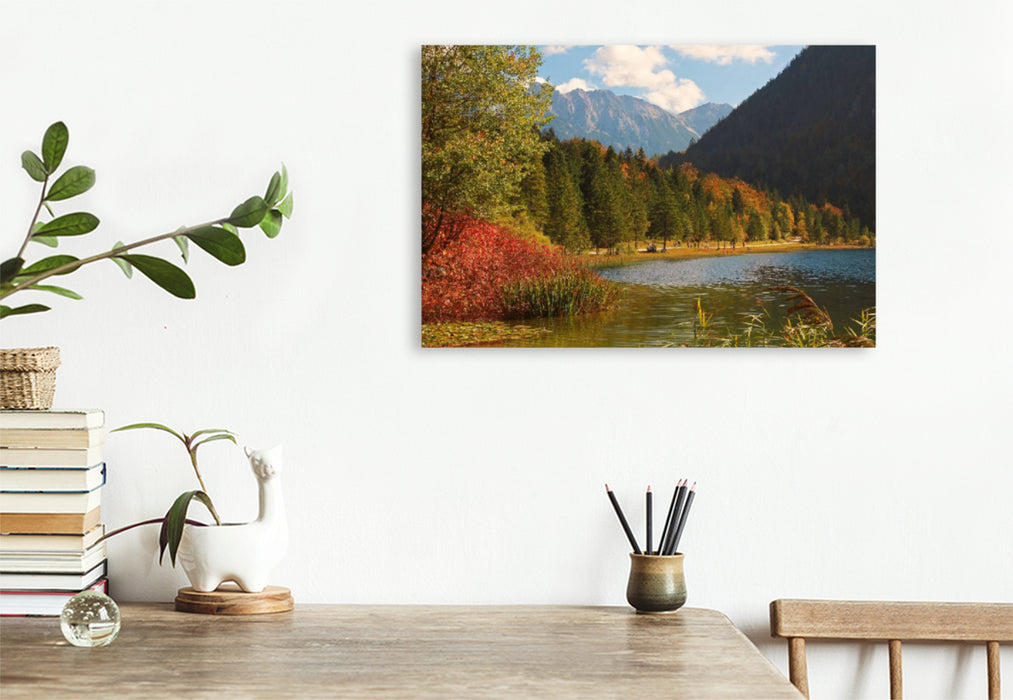 Premium textile canvas Premium textile canvas 120 cm x 80 cm across Ferchensee Mittenwald 