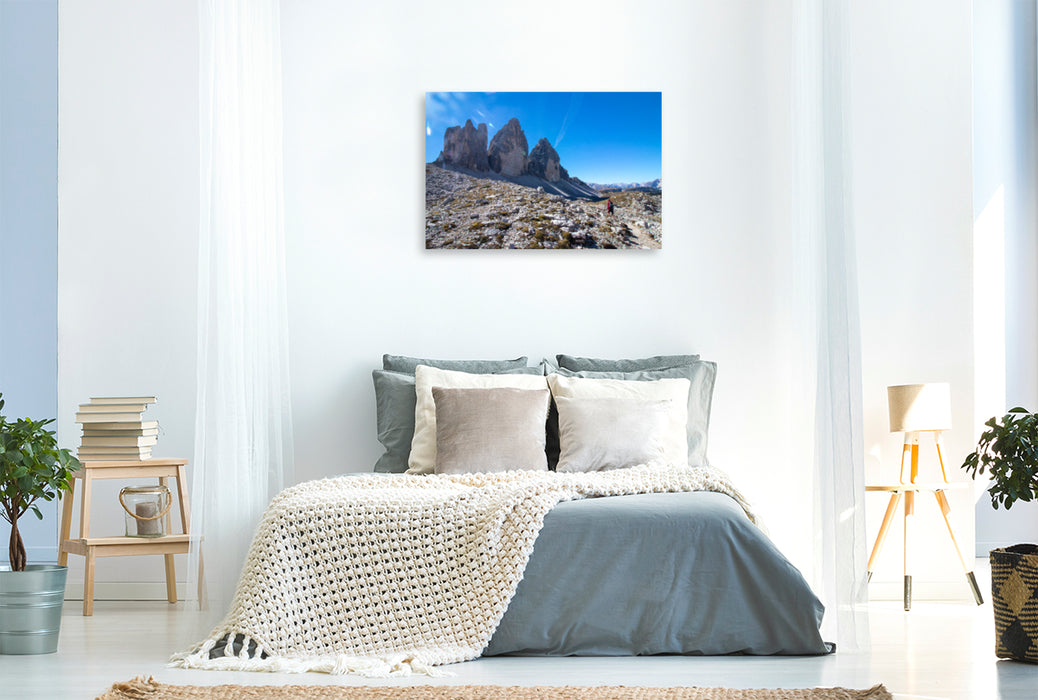 Premium textile canvas Premium textile canvas 120 cm x 80 cm landscape Three Peaks, Dolomites, Italy 