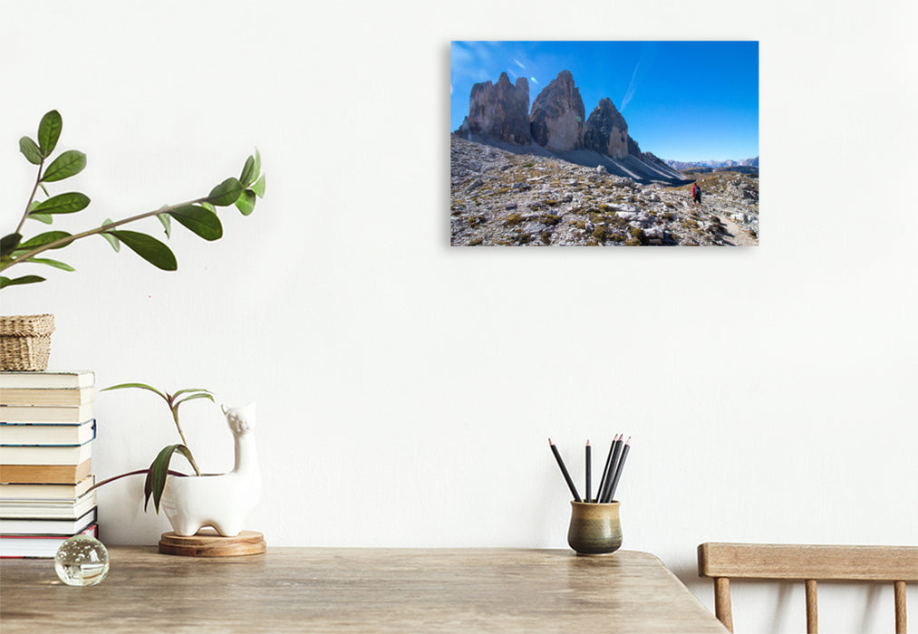 Premium textile canvas Premium textile canvas 120 cm x 80 cm landscape Three Peaks, Dolomites, Italy 