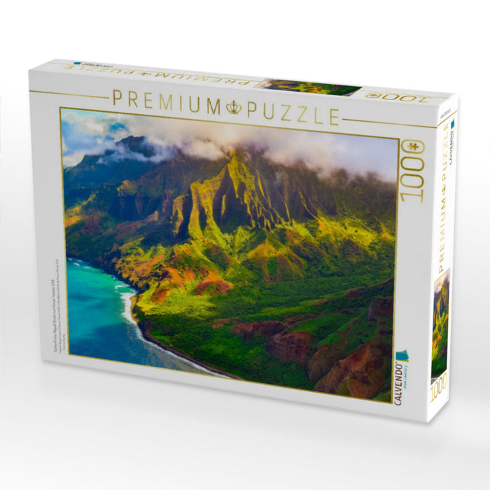 Farbenfrohe Napali Küste von Kauai, Hawaii, USA - CALVENDO Foto-Puzzle'