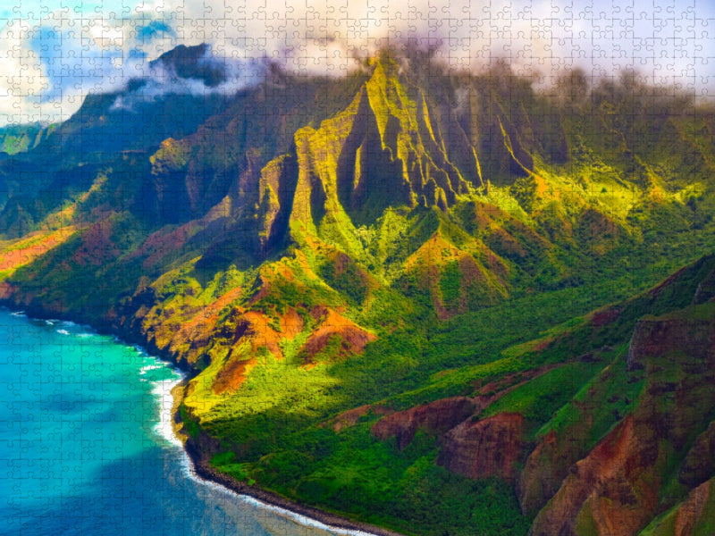 Farbenfrohe Napali Küste von Kauai, Hawaii, USA - CALVENDO Foto-Puzzle'