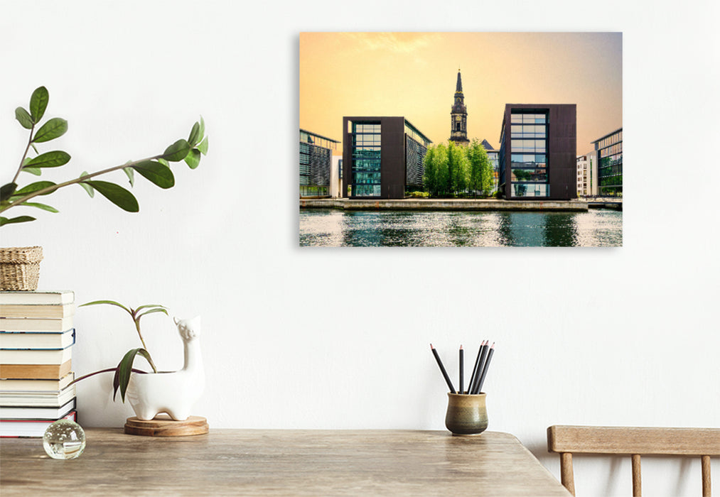 Premium textile canvas Premium textile canvas 120 cm x 80 cm across the harbor of Copenhagen 