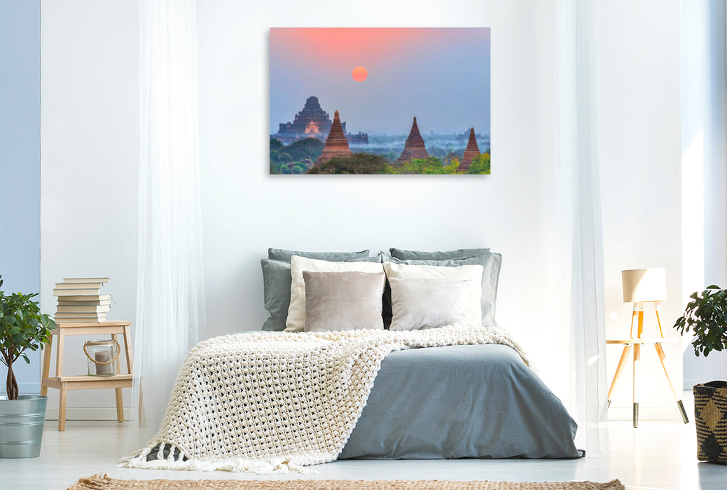 Premium textile canvas Premium textile canvas 120 cm x 80 cm landscape Myanmar: Temple level in Bagan 