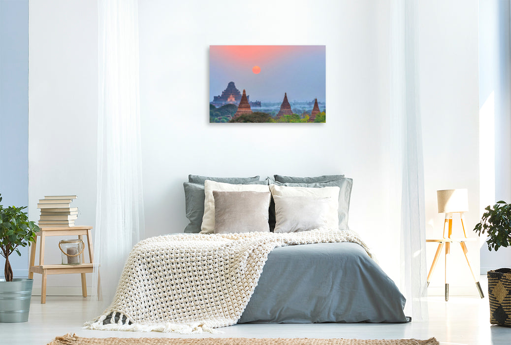 Premium textile canvas Premium textile canvas 120 cm x 80 cm landscape Myanmar: Temple level in Bagan 