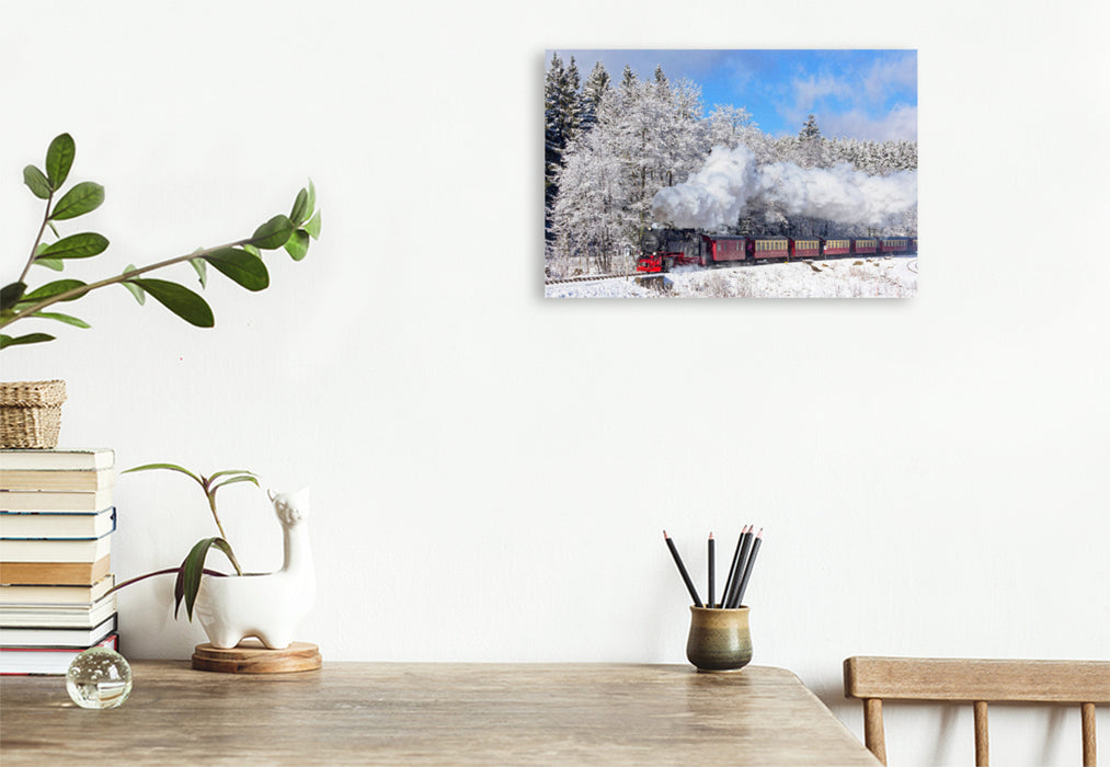 Premium textile canvas Premium textile canvas 120 cm x 80 cm landscape A motif from the steam railway calendar in Germany 