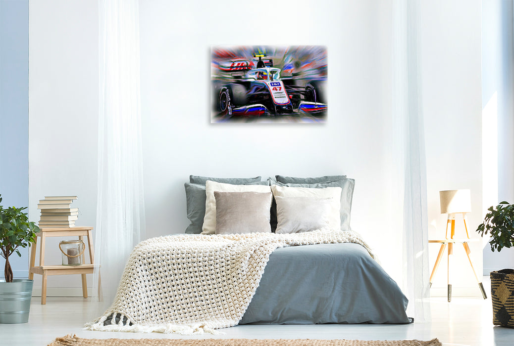 Premium textile canvas Premium textile canvas 120 cm x 80 cm landscape Mick Schumacher signed a multi-year contract with the US team Haas. 