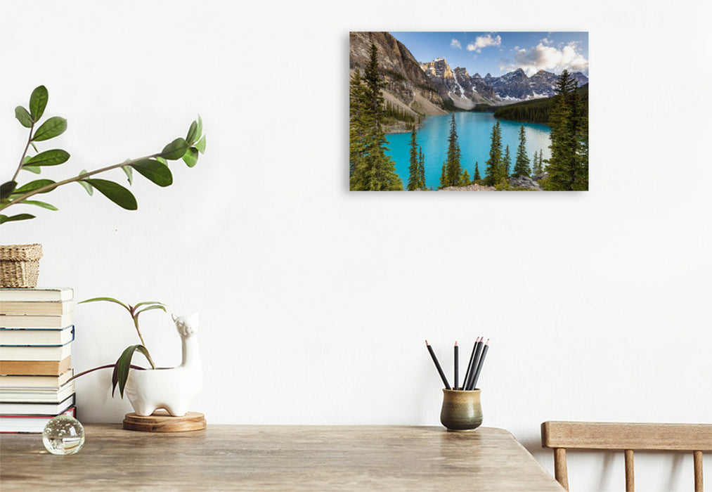 Premium textile canvas Premium textile canvas 120 cm x 80 cm landscape Moraine Lake 