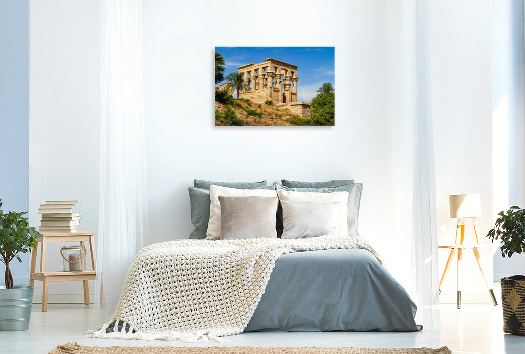 Premium textile canvas Premium textile canvas 120 cm x 80 cm landscape Temple of Philae 