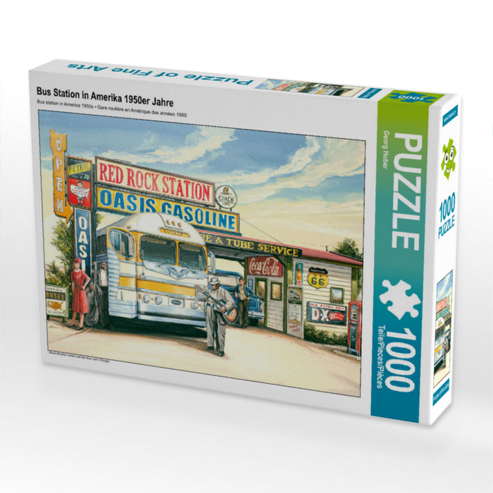 Bus Station in Amerika 1950er Jahre 2000 Teile Puzzle quer - CALVENDO Foto-Puzzle'