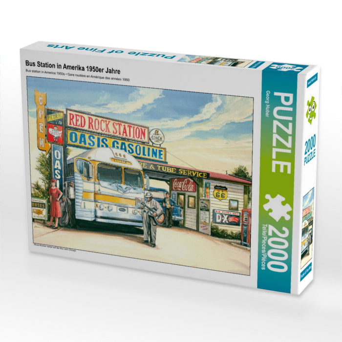 Bus Station in Amerika 1950er Jahre 2000 Teile Puzzle quer - CALVENDO Foto-Puzzle'
