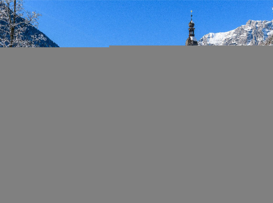 Winteridyll mit der berühmten Pfarrkirche St. Sebastian 2000 Teile Puzzle quer - CALVENDO Foto-Puzzle'