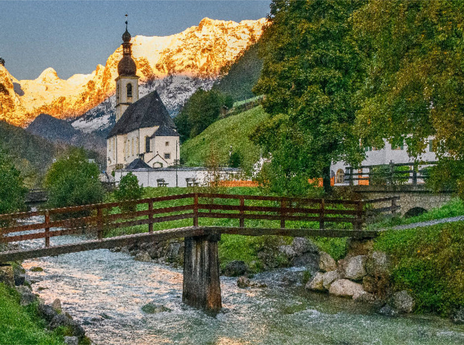 Der Malerwinkel mit glühenden Bergen 2000 Teile Puzzle quer - CALVENDO Foto-Puzzle'