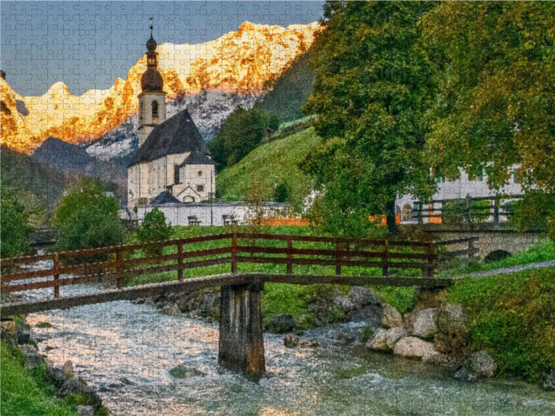 Der Malerwinkel mit glühenden Bergen 2000 Teile Puzzle quer - CALVENDO Foto-Puzzle'