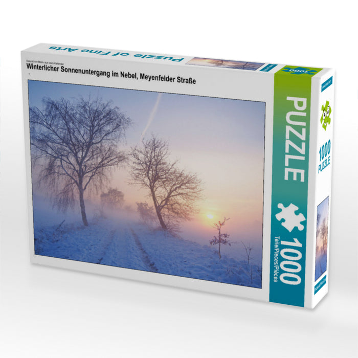 Winterlicher Sonnenuntergang im Nebel, Meyenfelder Straße 1000 Teile Puzzle quer - CALVENDO Foto-Puzzle'