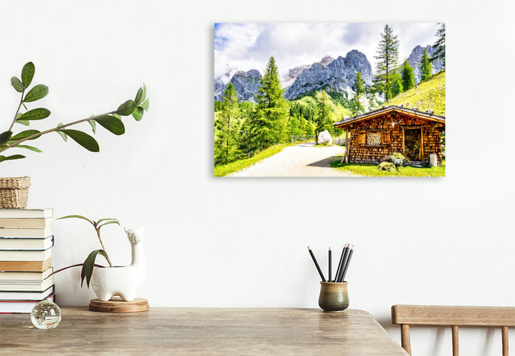 Premium textile canvas Premium textile canvas 120 cm x 80 cm across A motif from the calendar The wonderful Ramsau at the foot of the Dachstein 
