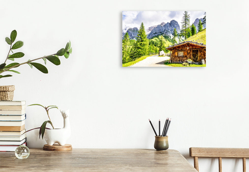 Premium textile canvas Premium textile canvas 120 cm x 80 cm across A motif from the calendar The wonderful Ramsau at the foot of the Dachstein 
