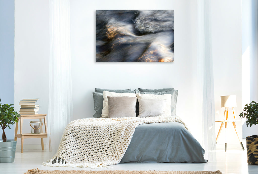 Premium textile canvas Premium textile canvas 120 cm x 80 cm landscape Rushing stream 