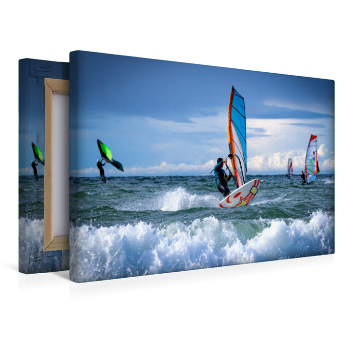 Premium Textil-Leinwand Teamsurfen auf Fehmarn
