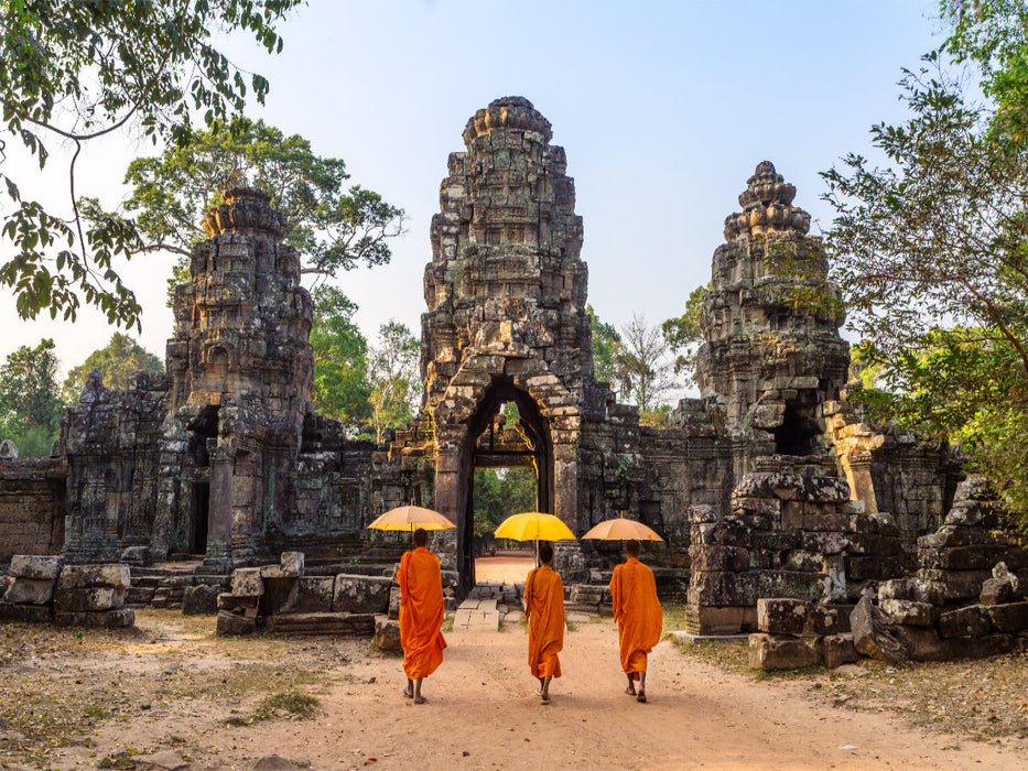 Moines bouddhistes à Angkor - Cambodge - Puzzle photo CALVENDO 