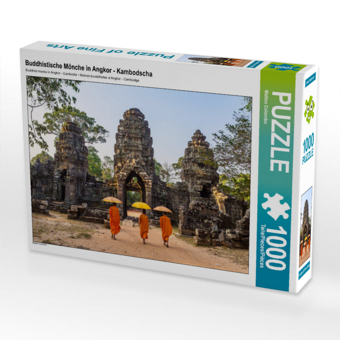 Moines bouddhistes à Angkor - Cambodge - Puzzle photo CALVENDO 