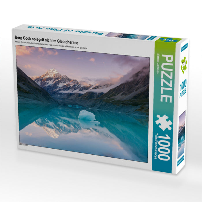 Berg Cook spiegelt sich im Gletschersee 1000 Teile Puzzle quer - CALVENDO Foto-Puzzle'