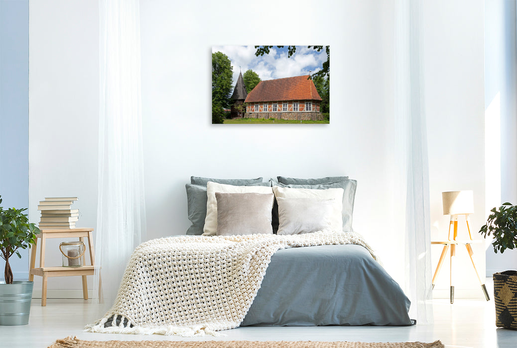 Premium textile canvas Premium textile canvas 120 cm x 80 cm across church in Egestorf 