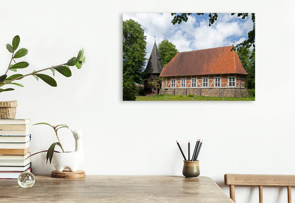 Premium textile canvas Premium textile canvas 120 cm x 80 cm across church in Egestorf 