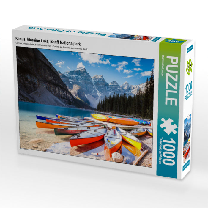 Kanus, Moraine Lake, Banff Nationalpark 1000 Teile Puzzle quer - CALVENDO Foto-Puzzle'