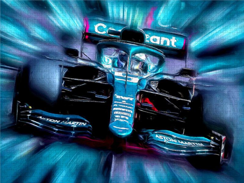 Seit 2021 grün statt rot: Sebastian Vettel 1000 Teile Puzzle quer - CALVENDO Foto-Puzzle'