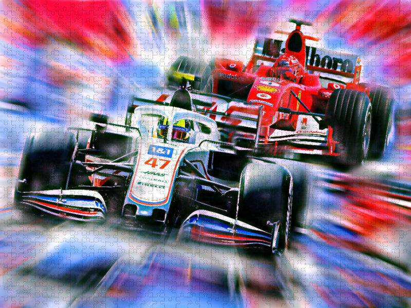 Eine Art Dreamteam - Mick Schumacher und Vater Michael - CALVENDO Foto-Puzzle'