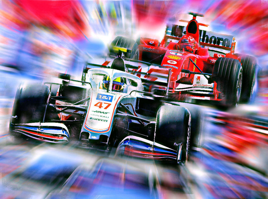 Eine Art Dreamteam - Mick Schumacher und Vater Michael 2000 Teile Puzzle quer - CALVENDO Foto-Puzzle'