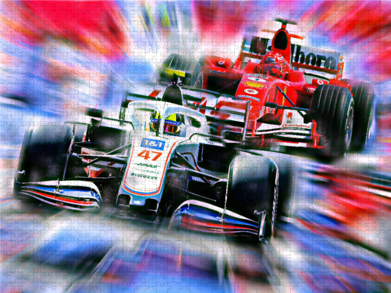 Eine Art Dreamteam - Mick Schumacher und Vater Michael 2000 Teile Puzzle quer - CALVENDO Foto-Puzzle'