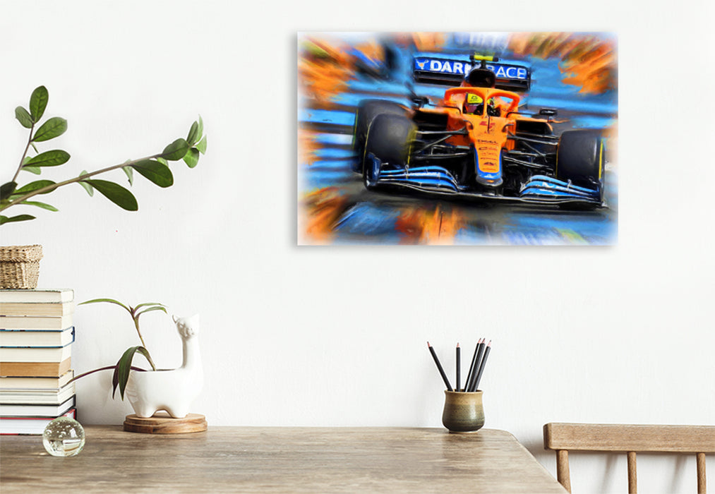 Premium textile canvas Premium textile canvas 120 cm x 80 cm landscape Lando Norris - season 2021 