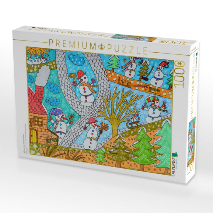 Winterszene, Schneemänner - CALVENDO Foto-Puzzle'