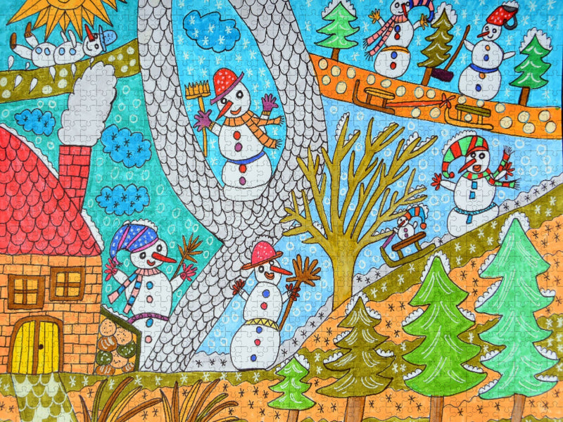 Winterszene, Schneemänner - CALVENDO Foto-Puzzle'