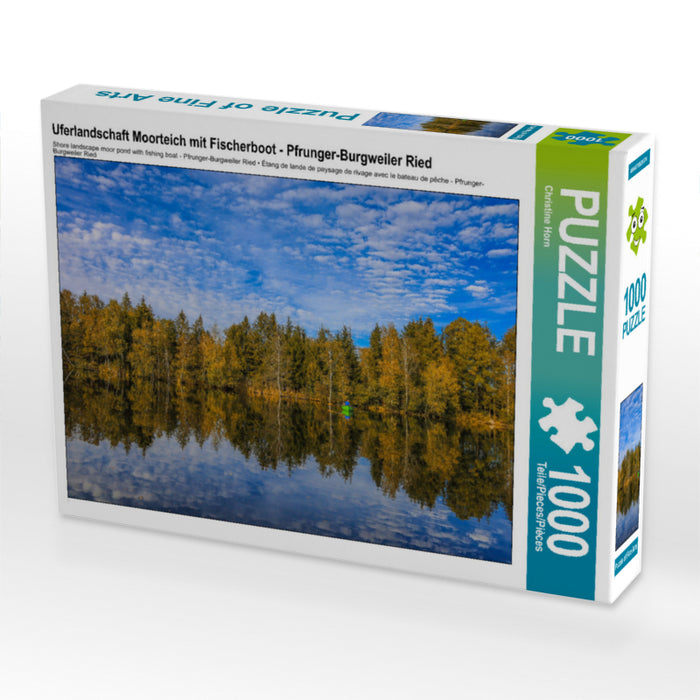 Uferlandschaft Moorteich mit Fischerboot - Pfrunger-Burgweiler Ried 1000 Teile Puzzle quer - CALVENDO Foto-Puzzle'